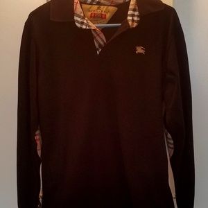 Burberry London Long Sleeve Patched Elbow Polo
